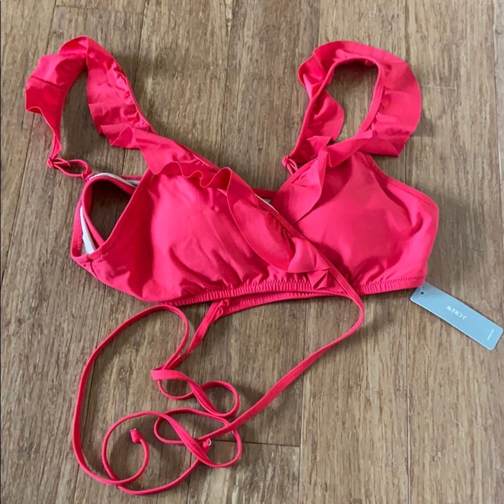 J.Crew Ruffle Wrap Bikini Top in Belvedere Red NWT - Picture 2 of 2